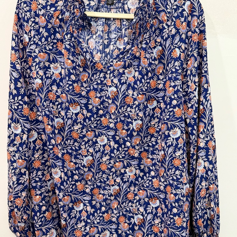 Grace Blue and Orange Floral Blouse